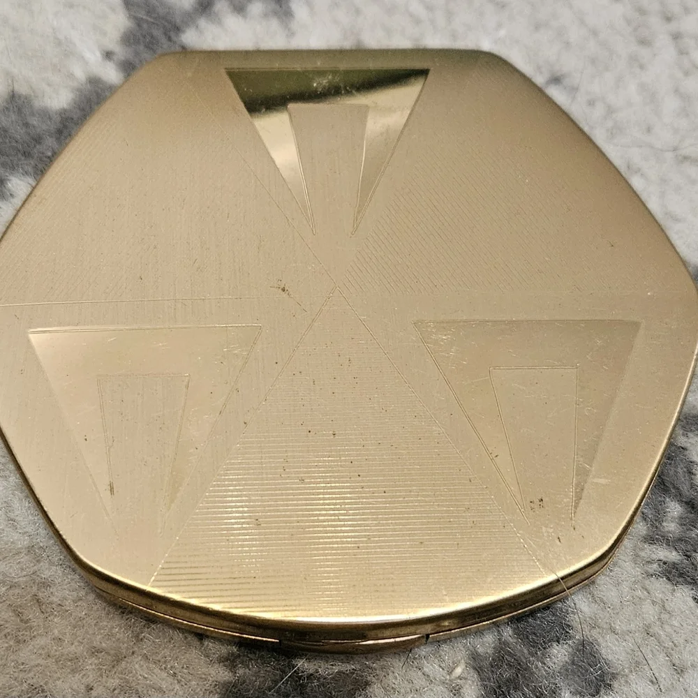 Vintage 1940s 1950s Elgin American Gold Powder Mirrored Compact